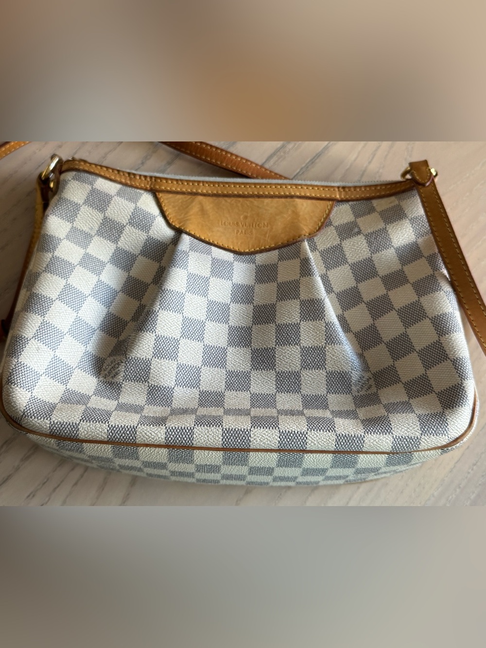 Louis Vuitton Damier Azur Canvas Crossbody with Vachetta Trim - Cream & Tan